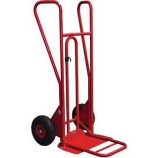 👉 Steekwagen rood staal kantoor tubeless gemengd met vaste en opklapbare schep - Luchtbanden Draagvermogen 250 kg