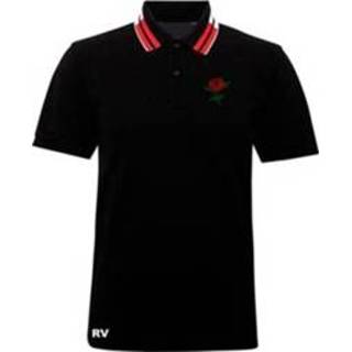 👉 Poloshirt zwart rose Rugby Vintage - England's Twin Tipped Polo Shirt