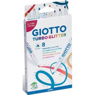 👉 Viltstift Giotto Turbo Glitter viltstiften, kartonnen etui met 8 stuks in geassorteerde kleuren 8000825425806