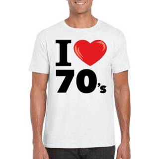 👉 Shirt katoen active mannen wit I love seventies t-shirt heren