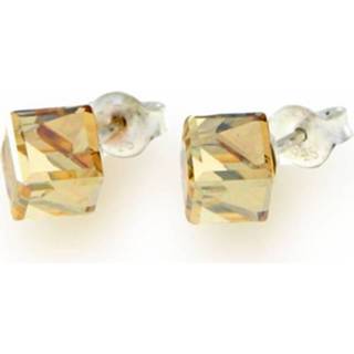 👉 Kubus goudkleurige Stevige Swarovski Oorstekers van Spark Jewelry