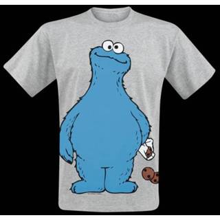👉 Shirt grijs gemleerd male gemêleerd Sesame Street Cookie Monster - Thief T-shirt 4044583178004