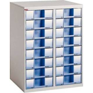 👉 Lade kast staal lichtgrijs blauw kantoor meubilair grijs Tweekoloms ladekast - Hoogte 78 cm 12 en 24 laden
