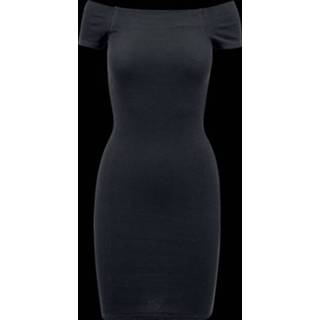 👉 Dress zwart XL vrouwen Urban Classics Ladies Off Shoulder Rib Jurk 4053838163801