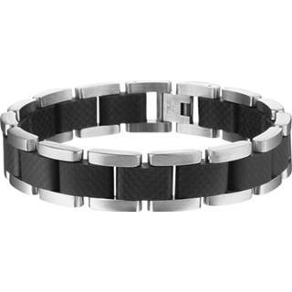 👉 Edelstalen Schakelarmband met Carbon Strook