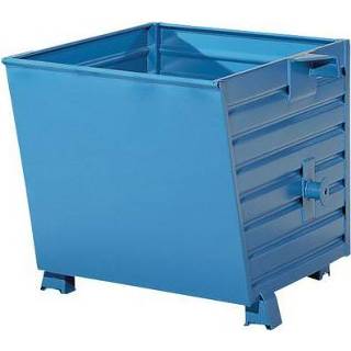 👉 Afval container staal op poten kantoor meubilair blauw Kiepbare afvalcontainer BSK -