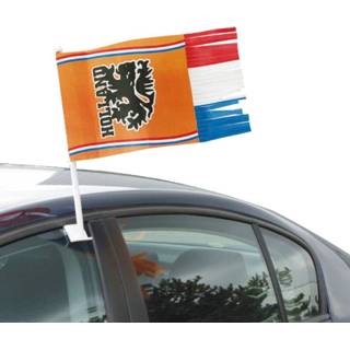 👉 Auto vlag oranje vrouwen one Autovlag Oranje-RWB franje30x35cm 8714572304030