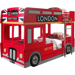 👉 Stapelbed modern nederlands matrasbodem inbegrepen themabed standaard rood MDF London bus 5420070207614