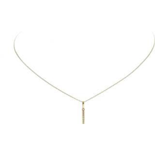 👉 Halsketting gouden balk vrouwen karabijnslot anker schakel active glanzend Glow Collier Met Hanger - Vierkante Buis Zirkonia 40+2cm 202.2077.42 8712121622505