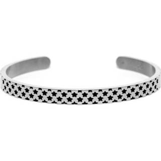 👉 Bangle armband staal active vrouwen zilverkleurig CO88 Collection 8CB-90102 - Stalen ster patroon one-size 8719743154056