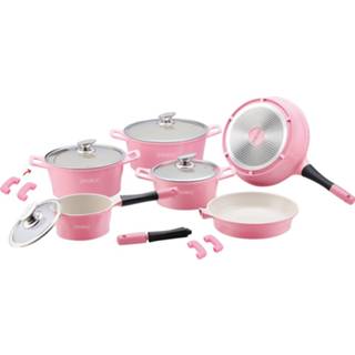 👉 Keramische pannenset roze zwart bordeauxrood 14-delige set Royalty Line - 5722002110574