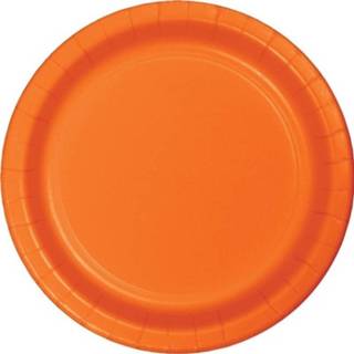 Bord active oranje papier Feest borden 8 stuks