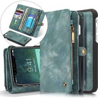 👉 Leren portemonnee groen book CASEME Apple iPhone X Luxe Hoesje - 8718722573734