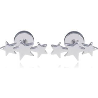 👉 Oorbel titanium zilver mannen Mendes Triple Star Stud oorbellen