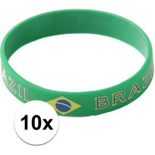 👉 Polsband 10x Polsbandjes vlag Brazilie