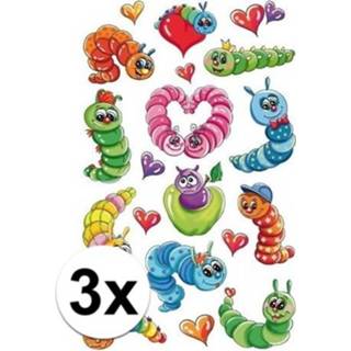 👉 Kinderen 3x Rupsen 3D stickers op vel