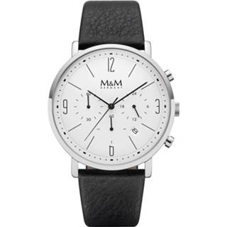 👉 Horloge zilverkleurig zwart mannen Heren met Lederen Horlogeband van M&M
