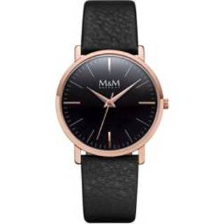 👉 Horloge zwart rosgoudkleurig mannen Heren met Lederen Band van M&M