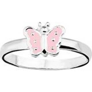 👉 Zilveren Vlakke Ring voor Kinderen met Roze Vlinder