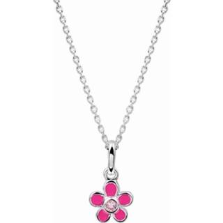 👉 Halsketting roze zilveren kind active Anker Collier met Bloem Hanger Zirkonia