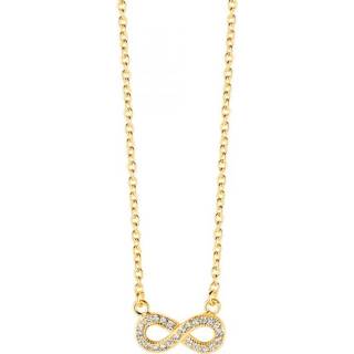 👉 Halsketting goudkleurig New Bling Collier met Zirkonia Infinity Hanger