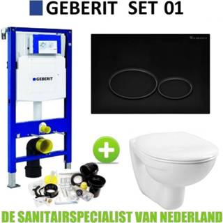 👉 Toiletset Geberit UP320 set01 Basic Smart Met Matzwarte Drukplaat 8719304429838