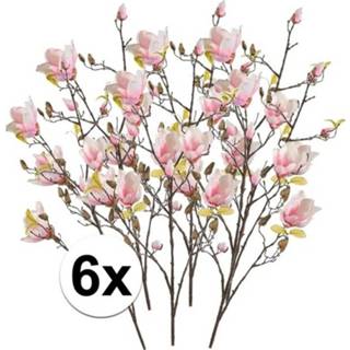 👉 Roze 6x Magnolia nep bloem 105 cm