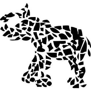 👉 Muursticker nederlands Mozaïek Olifant