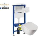 👉 Toiletset spoel metro standaard bouw blauw Wiesbaden met Geberit UP100 en Delta21 bedieningspaneel