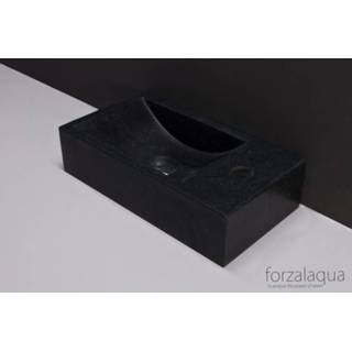 👉 Fontein gezoet venetia rechthoek basalt Forzalaqua 40x22x10 cm 1 kraangat Rechts