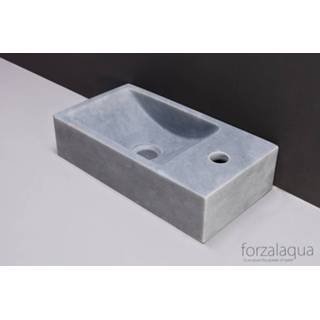 👉 Fontein marmer Forzalaqua Venetia Rechthoek Cloudy Gezoet 40x22x10 cm 1 kraangat Rechts