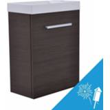 👉 Fontein kast grijs Wiesbaden Fonteinkast Houtnerf Softclose + Mineraalmarmer Kraangat Universeel 8718858079636