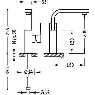 👉 Wastafelmengkraan Cuadro uitloop 35x15 mm 106603 8429546417837