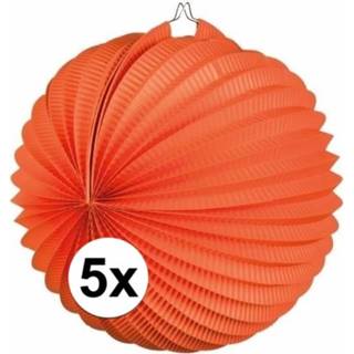 👉 Lampion oranje 5x Lampionnen 22 cm