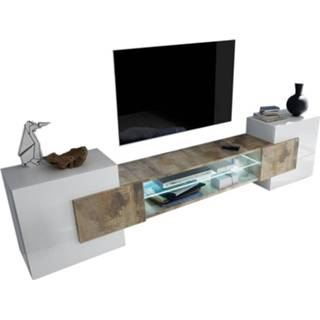 👉 Wit eiken MDF Hout glans Tv meubel Incastro 61 cm hoog - Hoogglans met
