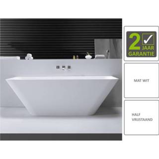 👉 Vrijstaand bad wit Mat solid surface rechthoek BWS Half Type3 179x84.5x57.5 cm 8719304326014