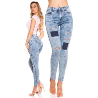 👉 Sexy Koucla skinny acid washed with cracks Jeansblue