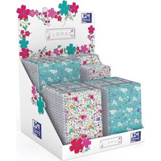 👉 Notitieblok Oxford Floral en spiraalschrift, ft A5/A6/B5, geruit 5 mm, display met 60 stuks 4006144007284