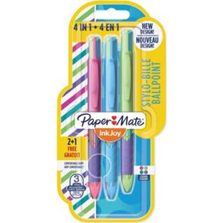 👉 Balpen Paper Mate 4-kleuren Inkjoy Quatro Joie De Vivre, blister 2 + 1 gratis 3501179856339