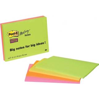 👉 Houten blok Post-It Super Sticky meeting notes, ft 98,4 x 149 mm, 45 vel, 4 blokken in geassorteerde kleuren 51131849686