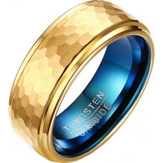 👉 Goud mannen blauw Wolfraam ring Verguld 8mm