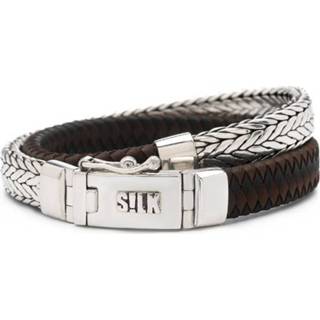 👉 Armband zwart bruin Silk Jewellery Shiva Black/Brown zilver/leder zwart-bruin 19 cm 362BBR 8719463016191
