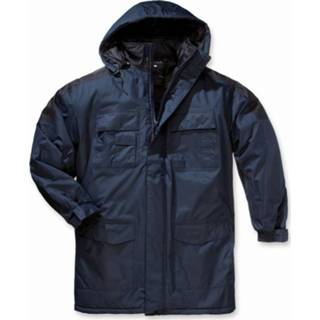 👉 Heren thermoparka jas met capuchon blauw/zwart maat XXXL