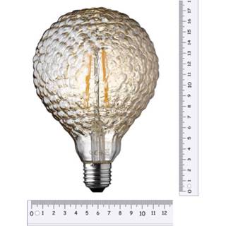 👉 Kaarslicht glas Globe geribbeld licht getint LED lamp 4W 300 lumen E27 1800K warm 17,5 cm hoog