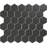 👉 Zeshoek zwart keramiek UCI London mozaïektegel 5.1x5.9x0.9cm voor vloer binnen en buiten LOH1017 8719699051669