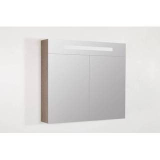 👉 Saniclass Double Face spiegelkast 80x70x15cm 2 deuren met LED verlichting Legno Viola 7081