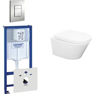 👉 Toiletset chroom wit Praya Vesta Rimfree bestaande uit inbouwreservoir, toiletpot met softclose toiletzitting en bedieningsplaat mat 0729205/SW65812/0720002