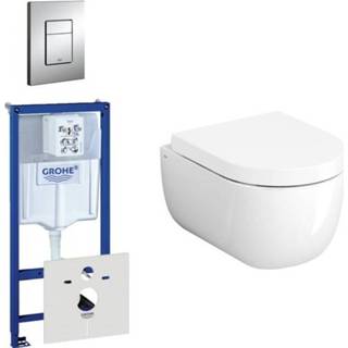 👉 Hangmat chroom wit Clou Hammock Compact toiletset met inbouwreservoir, wandtoilet softclose en quickrelease zitting bedieningsplaat verticaal/horizontaal 0729205/SW107305/0720001