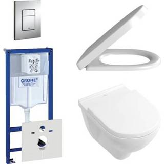 👉 Toiletset chroom wit Villeroy en Boch O.Novo DirectFlush bestaande uit inbouwreservoir, wandcloset met softclose quick release toiletzitting bedieningsplaat verticaal/horizontaal 0729205/1024992/0124182/0720001