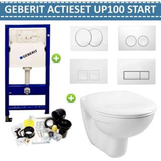 👉 Toiletset wit keramiek rond Aktieset Geberit UP100 Start wandcloset met Delta drukplaten